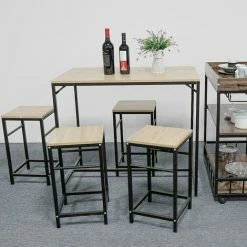 Nouveau 🌟 SIFREE Ensemble Table De Bar Bistrot + 4 Chaises Avec Repose-pieds Table Mange-debout Table Haute Cuisine 🥰 -Table haute Boutique 32327388 2
