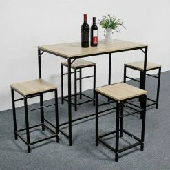 Nouveau 🌟 SIFREE Ensemble Table De Bar Bistrot + 4 Chaises Avec Repose-pieds Table Mange-debout Table Haute Cuisine 🥰 -Table haute Boutique 32327388 3