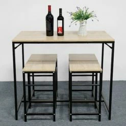 Nouveau 🌟 SIFREE Ensemble Table De Bar Bistrot + 4 Chaises Avec Repose-pieds Table Mange-debout Table Haute Cuisine 🥰 -Table haute Boutique 32327388 4