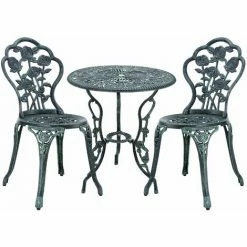 Meilleure affaire ✨ HELLOSHOP26 Set De Bistro Kit De Bistro Vintage Ensemble De Table Et De Chaises De Jardin Fonte Vert - Vert ❤️