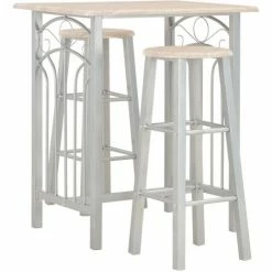 Vente flash 👏 ASUPERMALL Ensemble De Bar 3 Pcs Bois Et Acier ⭐