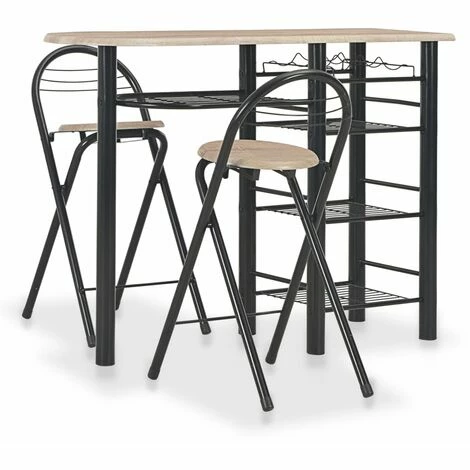 Tout neuf ❤️ ASUPERMALL Ensemble De Bar Avec Etageres 3 Pcs Bois Et Acier ❤️ 7 Tout neuf ❤️ ASUPERMALL Ensemble De Bar Avec Etageres 3 Pcs Bois Et Acier ❤️ – Image 5