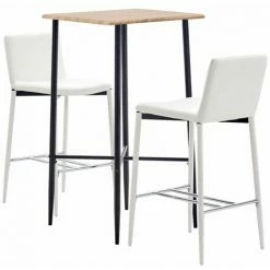 Acheter ⌛ ASUPERMALL Ensemble De Bar 3 Pcs Similicuir Blanc 😉