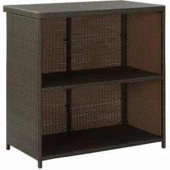 Le moins cher ✔️ ASUPERMALL Ensemble De Bar 3 Pcs Resine Tressee Marron 🥰 -Table haute Boutique 32423572 3