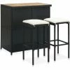 Promo 🛒 ASUPERMALL Ensemble De Bar 3 Pcs Resine Tressee Noir 🎁 -Table haute Boutique 32423578 1