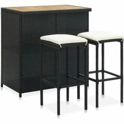 Promo 🛒 ASUPERMALL Ensemble De Bar 3 Pcs Resine Tressee Noir 🎁 11 Promo 🛒 ASUPERMALL Ensemble De Bar 3 Pcs Resine Tressee Noir 🎁 -Table haute Boutique 32423578 5