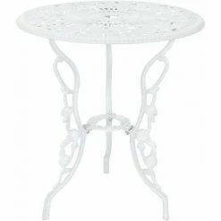 Coupon 😍 HELLOSHOP26 Ensemble De Table Et De Chaises De Jardin Set De Bistro Fonte Blanc - Blanc 😍 -Table haute Boutique 32484791 3