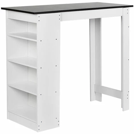 Meilleure vente 😉 SKECTEN Table Haute Table De Bar Mange-debout Avec 4 Etagères De Rangements, Blanc + Noir 👏 3 Meilleure vente 😉 SKECTEN Table Haute Table De Bar Mange-debout Avec 4 Etagères De Rangements, Blanc + Noir 👏