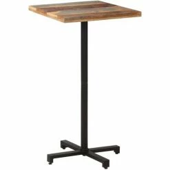 Tout neuf ❤️ VidaXL Table De Bistro Carrée 60x60x110 Cm Bois De Récupération Massif - Brun ✔️