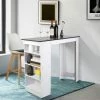 Grosses soldes 👏 SKECTEN Table Bar Avec Rangements, Panneaux De Particules Mélaminés, 115 X 50 X 103cm (LxPxA), Blanc + Noir 💯 -Table haute Boutique 33222018 1