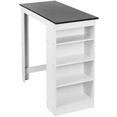 Grosses soldes 👏 SKECTEN Table Bar Avec Rangements, Panneaux De Particules Mélaminés, 115 X 50 X 103cm (LxPxA), Blanc + Noir 💯 7 Grosses soldes 👏 SKECTEN Table Bar Avec Rangements, Panneaux De Particules Mélaminés, 115 X 50 X 103cm (LxPxA), Blanc + Noir 💯 – Image 5