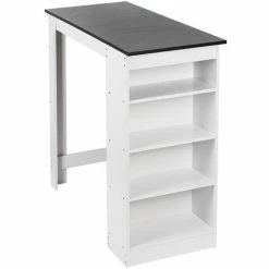Les meilleures critiques de 🌟 SKECTEN Table De Bar Avec Rangement Table Bistro Haut Avec 4 Étagères Panneaux De Particules 110 X 50 X 103 Cm Blanc + Noir 😉 -Table haute Boutique 33222322 5