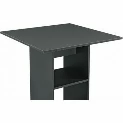 De gros ⌛ HELLOSHOP26 Table De Bar Bistrot Avec 3 étagères De Rangement 110 Cm Gris Foncé - Gris 😀 -Table haute Boutique 33344970 3