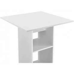 Sortie 🤩 HELLOSHOP26 Table De Bar Bistrot Avec 3 étagères De Rangement 110 Cm Blanc - Blanc 😉 -Table haute Boutique 33345094 3