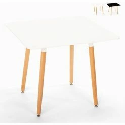 Acheter ⭐ AHD AMAZING HOME DESIGN Table Carrée 80x80 En Bois Design Nordique Pour Cuisine Bar Restaurant Fern | Couleur: Blanc 👏