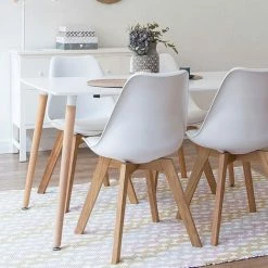 Acheter ⭐ AHD AMAZING HOME DESIGN Table Carrée 80x80 En Bois Design Nordique Pour Cuisine Bar Restaurant Fern | Couleur: Blanc 👏 -Table haute Boutique 33471026 3