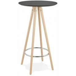 Promo 🎁 Paris Prix - Table De Bar En Bois "lizon" 110cm Noir & Naturel 🔔