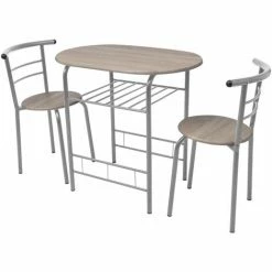Promo 🔥 VidaXL Ensemble De Meuble Pour Salle à Manger MDF Argenté - Brun 👍 -Table haute Boutique 3366754 2