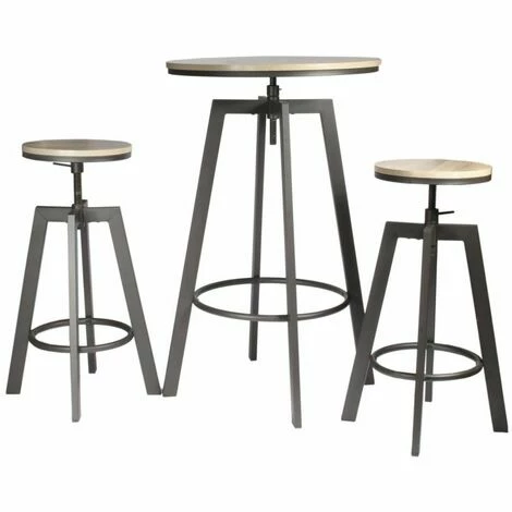 Grosses soldes 🛒 Paris Prix - Table De Bar & 2 Tabourets "réglables" 93cm Gris 👏 3 Grosses soldes 🛒 Paris Prix - Table De Bar & 2 Tabourets "réglables" 93cm Gris 👏