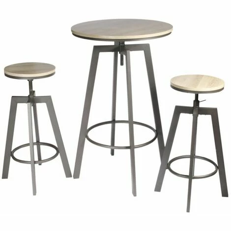 Grosses soldes 🛒 Paris Prix - Table De Bar & 2 Tabourets "réglables" 93cm Gris 👏 4 Grosses soldes 🛒 Paris Prix - Table De Bar & 2 Tabourets "réglables" 93cm Gris 👏 – Image 2