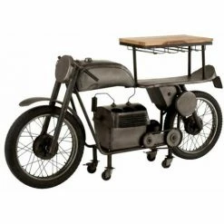 Vente flash 🎁 Paris Prix - Table De Bar Design "motocyclette" 200cm Gris 🌟