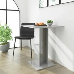 Vente flash 🛒 TRUE DEAL Table De Bistro Gris Brillant 60x60x75 Cm Aggloméré 🎉