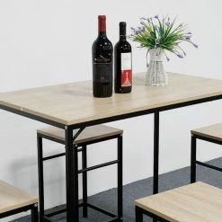Meilleure affaire 🎁 SiFree® Ensemble Table De Bar Bistrot + 4 Tabourets, Set De 1 Table + 4 Tabourets, Table Mange-debout Table Haute Cuisine ⌛ -Table haute Boutique 35011764 4