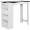 Budget 🧨 OOBEST Table Haute Table De Bar Mange-debout Avec 4 Etagères De Rangements, Blanc + Noir ❤️ -Table haute Boutique 35101413 1