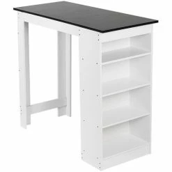 Budget 🧨 OOBEST Table Haute Table De Bar Mange-debout Avec 4 Etagères De Rangements, Blanc + Noir ❤️ 9 Budget 🧨 OOBEST Table Haute Table De Bar Mange-debout Avec 4 Etagères De Rangements, Blanc + Noir ❤️ -Table haute Boutique 35101413 3
