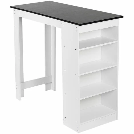 Budget 🧨 OOBEST Table Haute Table De Bar Mange-debout Avec 4 Etagères De Rangements, Blanc + Noir ❤️ 5 Budget 🧨 OOBEST Table Haute Table De Bar Mange-debout Avec 4 Etagères De Rangements, Blanc + Noir ❤️ – Image 3
