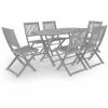 Nouveau 🎉 TRUE DEAL Mobilier à Dîner De Jardin 7 Pcs Bois D'acacia Massif Gris 😀 -Table haute Boutique 35454060 1