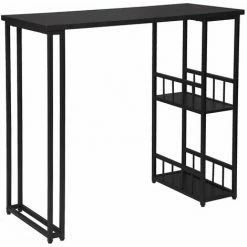 Vente flash 🎁 HELLOSHOP26 Table De Comptoir De Cuisine Avec étagères De Rangement à 2 Niveaux Pour étagères à Boissons Cadre En Métal Solide Noir - Bois ✨