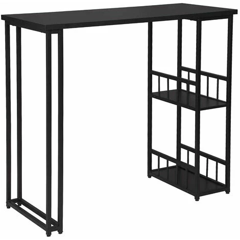 Vente flash 🎁 HELLOSHOP26 Table De Comptoir De Cuisine Avec étagères De Rangement à 2 Niveaux Pour étagères à Boissons Cadre En Métal Solide Noir - Bois ✨ 3 Vente flash 🎁 HELLOSHOP26 Table De Comptoir De Cuisine Avec étagères De Rangement à 2 Niveaux Pour étagères à Boissons Cadre En Métal Solide Noir - Bois ✨