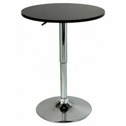 Remise ✔️ HELLOSHOP26 Table Haute En MDF Et Acier Chromé Réglable En Hauteur Noir - Noir ✔️