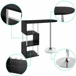Meilleure affaire 🥰 HELLOSHOP26 Table De Bar Moderne Avec Trois Espaces D'étagères MDF Et Métal Noir - Métal 😍 7 Meilleure affaire 🥰 HELLOSHOP26 Table De Bar Moderne Avec Trois Espaces D'étagères MDF Et Métal Noir - Métal 😍 -Table haute Boutique 35570596 2