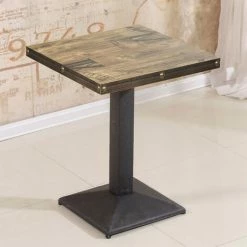 Promo 😉 Aqrau Table Carrée à Jambe Unique De Style Européen Adaptée Aux Bars Et Cuisines 60 * 60 * 75cm 🛒 -Table haute Boutique 35618732 5