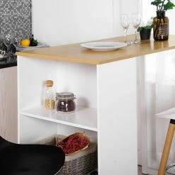 De gros ✨ HOMEINBOX Table Mange-debout Moderne En Bois Pour 2 à 4 Personnes Chêne L120 X L60 X H110cm 2519 😉 -Table haute Boutique 35664823 3