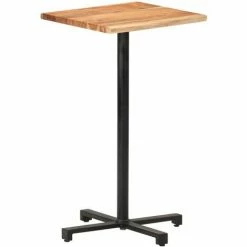 Meilleure vente ✔️ Table De Bar Au Bord Naturel 50x50x110 Cm Bois D'acacia Massif VidaXL 🔔