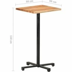 Meilleure vente ✔️ Table De Bar Au Bord Naturel 50x50x110 Cm Bois D'acacia Massif VidaXL 🔔 -Table haute Boutique 35814203 5
