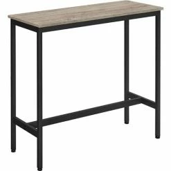 Acheter 🔥 SONGMICS VASAGLE Table De Bar, Table Haute Fine, Table De Cuisine, Table De Salle à Manger, Avec Cadre Métallique Robuste, 100 X 40 X 90 Cm, Montage Facile, Style Industriel, Grège Et Noir LBT010B02 - Grège Et Noir  💯