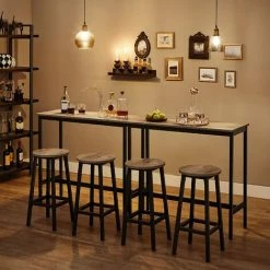 Acheter 🔥 SONGMICS VASAGLE Table De Bar, Table Haute Fine, Table De Cuisine, Table De Salle à Manger, Avec Cadre Métallique Robuste, 100 X 40 X 90 Cm, Montage Facile, Style Industriel, Grège Et Noir LBT010B02 - Grège Et Noir  💯 -Table haute Boutique 35852646 3