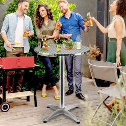 Grosses soldes 😍 DEUBA 2x Table De Bar Pliable 2 En 1 Alu Hauteur Réglable - 70cm/115cm- Cuisine Jardin 🔔 -Table haute Boutique 36229137 3