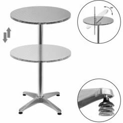 Grosses soldes 😍 DEUBA 2x Table De Bar Pliable 2 En 1 Alu Hauteur Réglable - 70cm/115cm- Cuisine Jardin 🔔 -Table haute Boutique 36229137 5