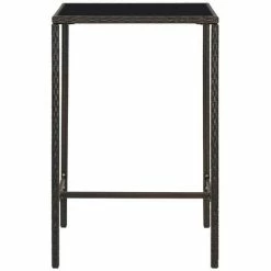 Meilleure vente 🌟 ASUPERMALL Table De Bar De Jardin Marron 70x70x110 Cm Resine Tressee Verre 🌟 -Table haute Boutique 36747175 2