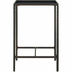 Meilleure vente 🌟 ASUPERMALL Table De Bar De Jardin Marron 70x70x110 Cm Resine Tressee Verre 🌟 -Table haute Boutique 36747175 3