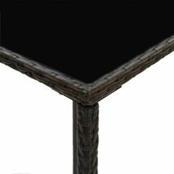 Meilleure vente 🌟 ASUPERMALL Table De Bar De Jardin Marron 70x70x110 Cm Resine Tressee Verre 🌟 -Table haute Boutique 36747175 5