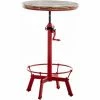 Meilleur prix 😉 DéCOSHOP26 Table Haute En Bois Massif Et Métal Rouge Vieilli Hauteur Réglable Style Industriel - Rougeed 👍