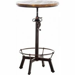 Bon marché 👍 DéCOSHOP26 Table Haute En Bois Massif Et Métal Bronze Hauteur Réglable Style Industriel - Noir 👍