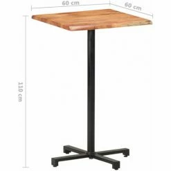 Budget 😍 ASUPERMALL Table De Bar Au Bord Naturel 60x60x110 Cm Bois D'acacia Massif ❤️ -Table haute Boutique 36816379 5