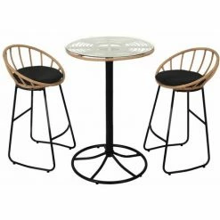 Budget 👏 ALTOBUY JAKARTA - Table Mange-Debout Noire Avec Plateau En Verre - Noir ⌛ -Table haute Boutique 36865766 3